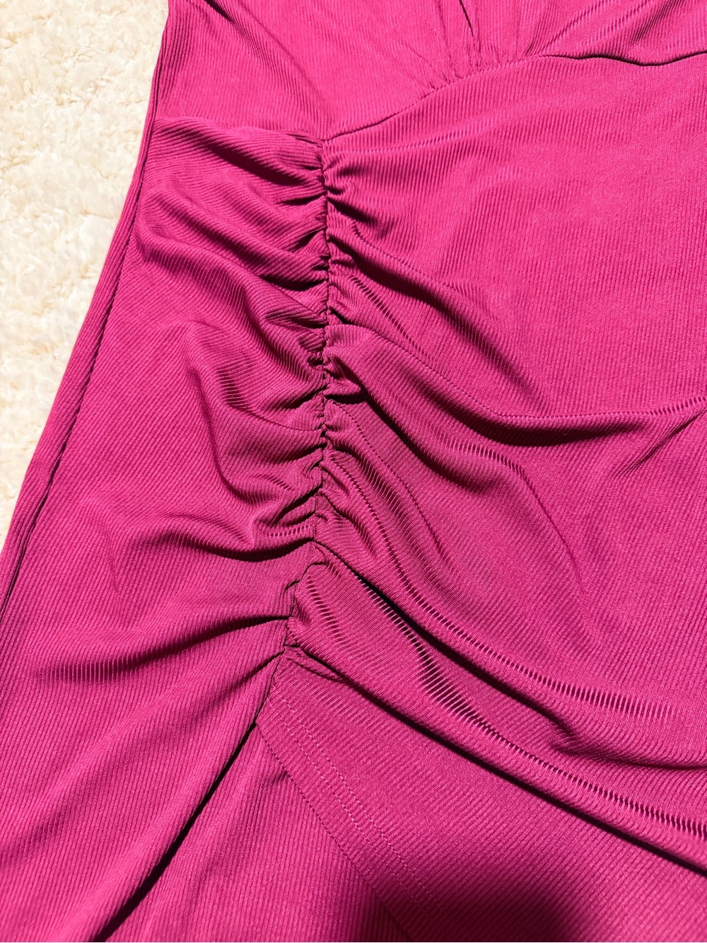 Fuchsia Ruched Tank Dress - Picture 2 of 8